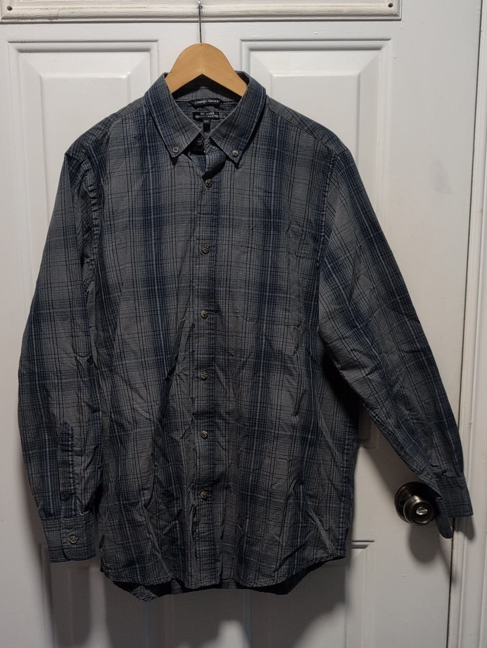George Blue and Gray Plaid Lightweight Shirt Jacket